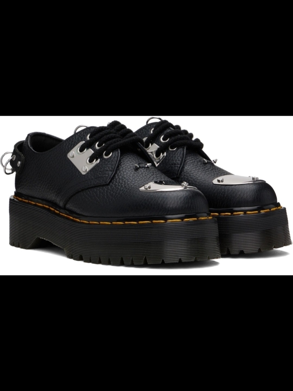 Dr. Martens Black 1461 Piercing Nappa Leather Platform Derbys